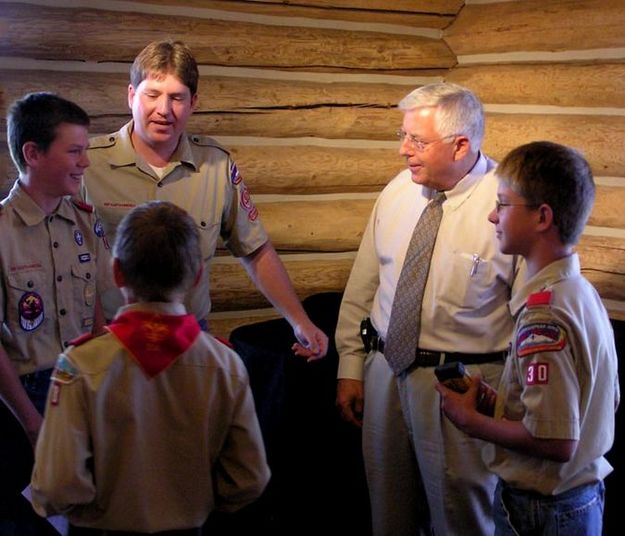 Senator Enzi and Scouts. Photo by Bob Rule.