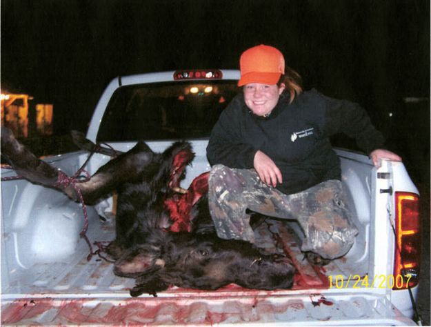 Nicole and her moose. Photo by Parker family.