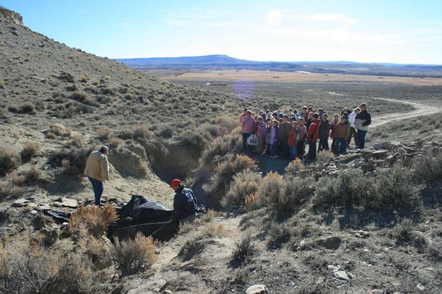 Uncovering the dig. Photo by Dawn Ballou, Pinedale Online.