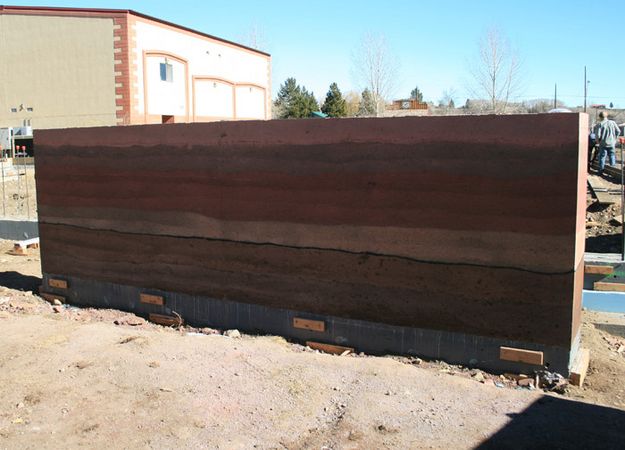 Rammed Earth Wall. Photo by Dawn Ballou, Pinedale Online.