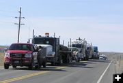 Trucks backed up. Photo by Dawn Ballou, Pinedale Online.