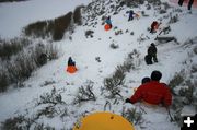 Saucer Sledding. Photo by Dawn Ballou, Pinedale Online.