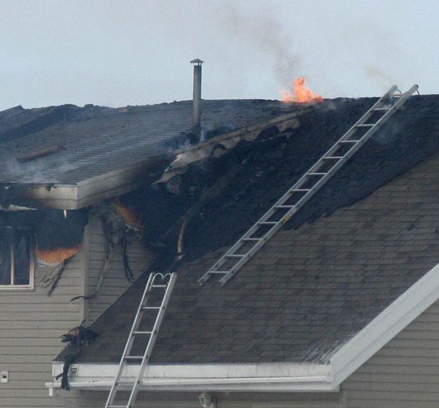 Fire in attic. Photo by Clint Gilchrist, Pinedale Online.