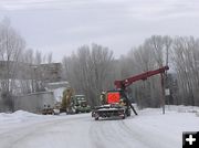 Bridge work begins. Photo by Bob Rule, KPIN 101.1 FM.