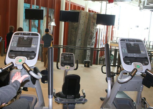 Flat Screen TVs for Fitness Area. Photo by Pam McCulloch.