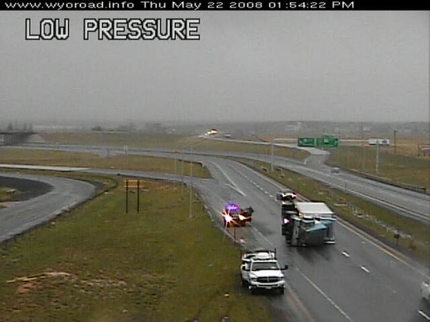 Overturned Semi. Photo by Wyoming Department of Transportation.