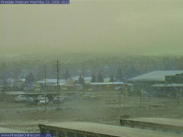 Snowing in Pinedale. Photo by Pinedale Webcam.