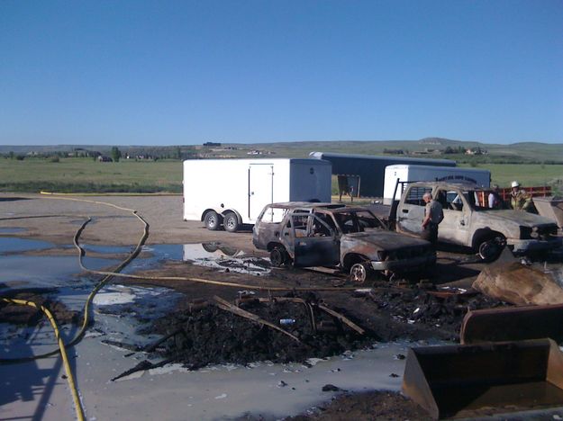 Burned vehicles. Photo by Greg Remark.