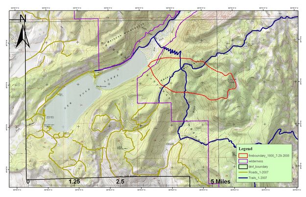 New Fork Lakes Fire Map. Photo by US Forest Service.