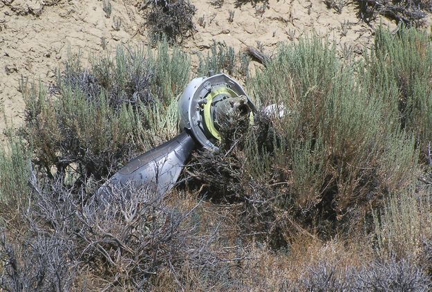 Plane wreckage at crash site. Photo by Sweetwater County Sheriff's Office.