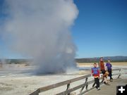 At a Geyser. Photo by Vogel Family.