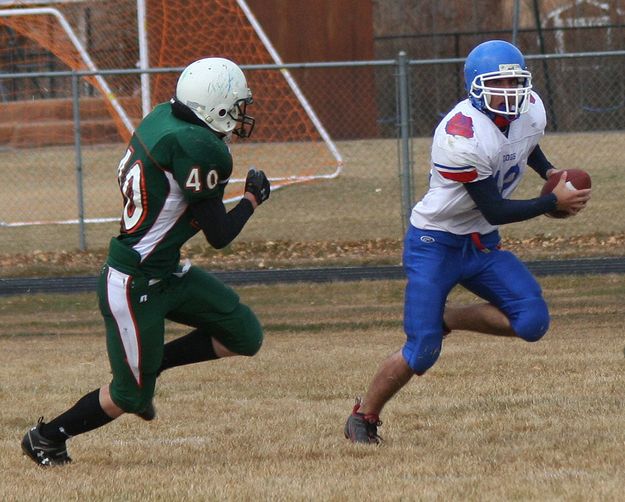Quarterback Sack. Photo by Clint Gilchrist, Pinedale Online.