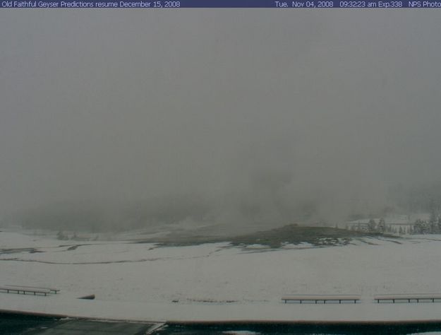 Old Faithful. Photo by Yellowstone Park webcam.