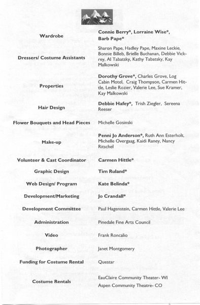 Program Page 5. Photo by Pinedale Community theatre.