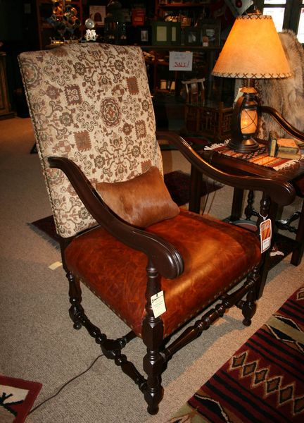 Leather & Wood Chair. Photo by Dawn Ballou, Pinedale Online.