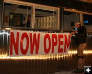 Installing Banner. Photo by Dawn Ballou, Pinedale Online.