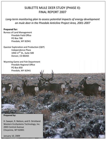 Sublette County Mule Deer 2009 Report. Photo by Western Ecosystems Technology, Inc..