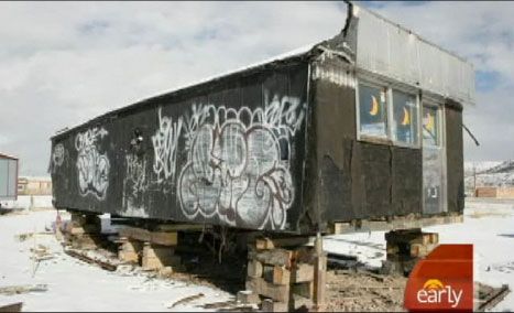Graffiti covered Moondance. Photo by CBS Early Across America.