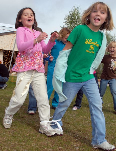 Three-legged race. Photo by Janet Montgomery .