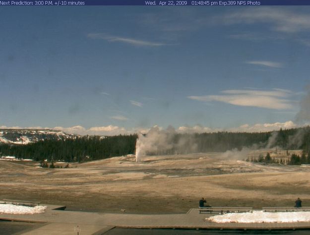 April 22, 2009. Photo by Yellowstone National Park Old Faithful Webcam.