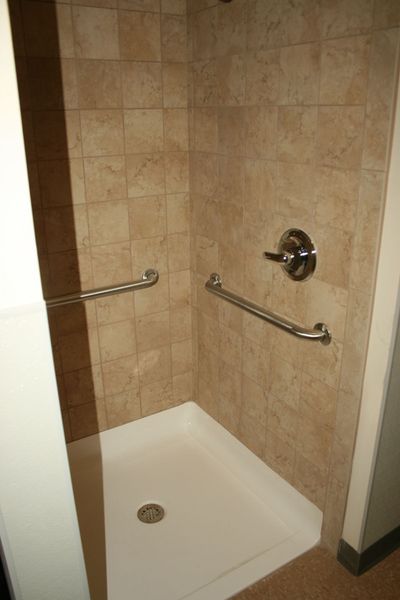 Shower in the bathroom. Photo by Dawn Ballou, Pinedale Online.