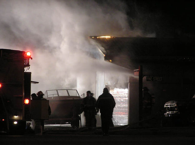 Late night fire. Photo by Bob Rule, KPIN 101.1 FM Radio.