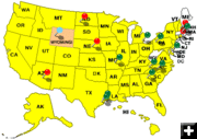 50 State License Plate map. Photo by Dawn Ballou, Pinedale Online.