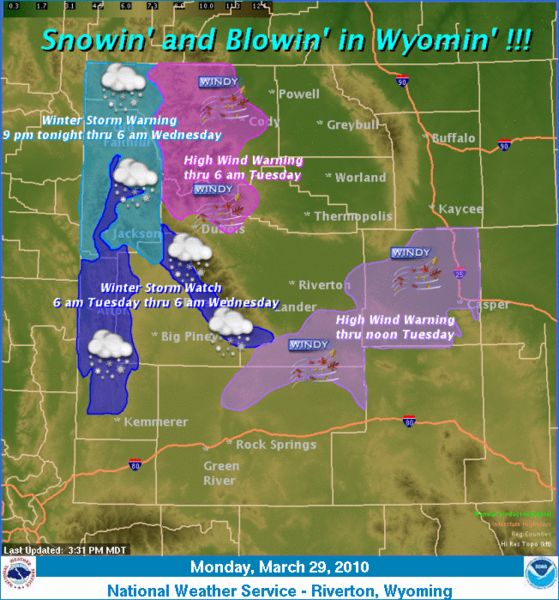 March 29 Weather. Photo by National Weather Service - Riverton.