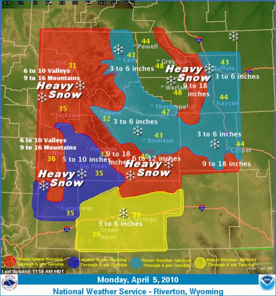 April 5th Weather. Photo by National Weather Service.