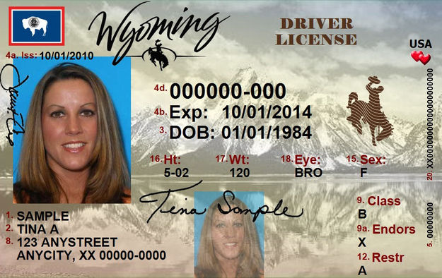 Adult License. Photo by Wyoming Department of Transportation.