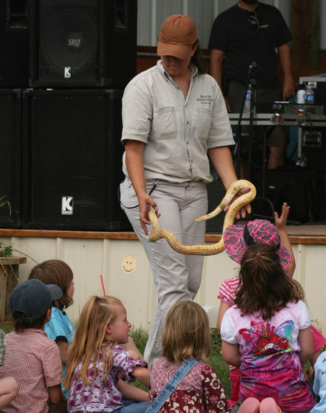 Wanna touch the snake?. Photo by Dawn Balou, Pinedale Online.