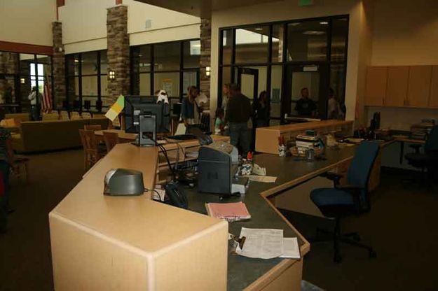 Librarian desk. Photo by Dawn Ballou, Pinedale Online.