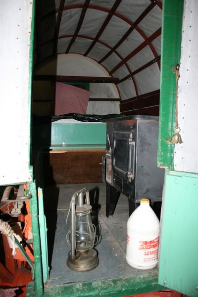 Inside the sheep wagon. Photo by Dawn Ballou, Pinedale Online.