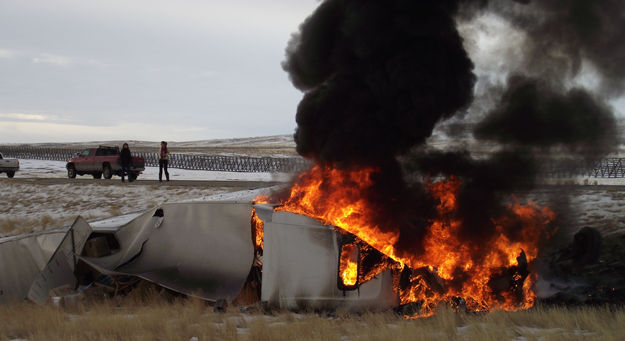 Truck on fire. Photo by Madison Belus.