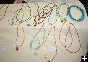 Hand-made necklaces. Photo by Dawn Ballou, Pinedale Online.