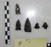 Obsidian points. Photo by Clint Gilchrist, Pinedale Online.