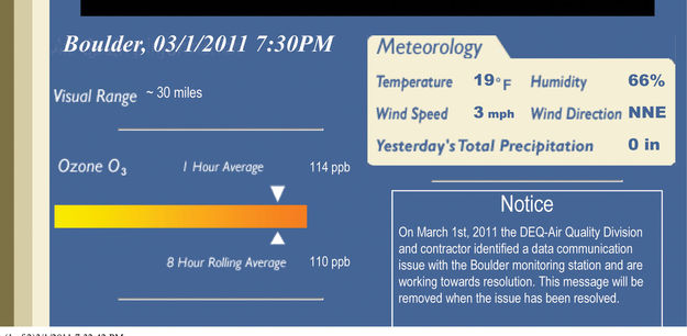 Boulder - 7:30PM - March 1. Photo by DEQ.