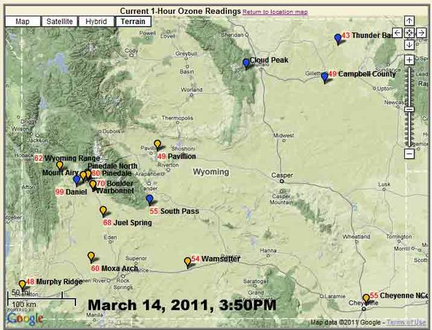 March 14 - 3:50PM Ozone. Photo by Wyoming DEQ.