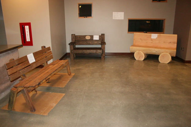 Custom-made benches. Photo by Dawn Ballou, Pinedale Online.