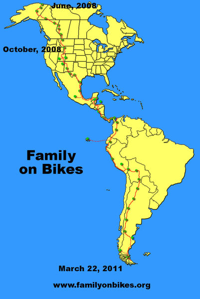 Map of Journey. Photo by Family on Bikes.