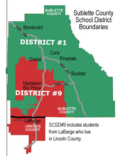 Sublette School District Map. Photo by Pinedale Online!.