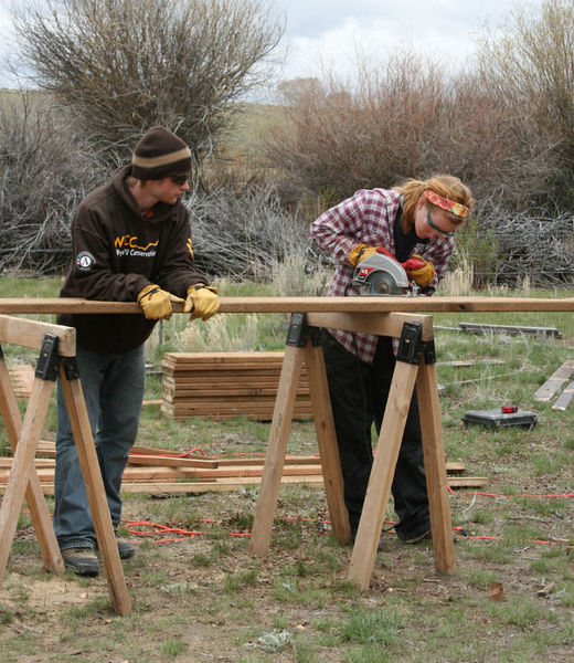 Cutting steps. Photo by Dawn Ballou, Pinedale Online.