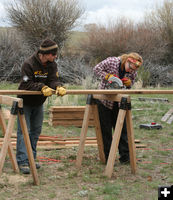 Cutting steps. Photo by Dawn Ballou, Pinedale Online.