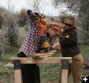 Precision cutting. Photo by Dawn Ballou, Pinedale Online.