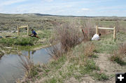 Fence over ditch. Photo by Dawn Ballou, Pinedale Online.