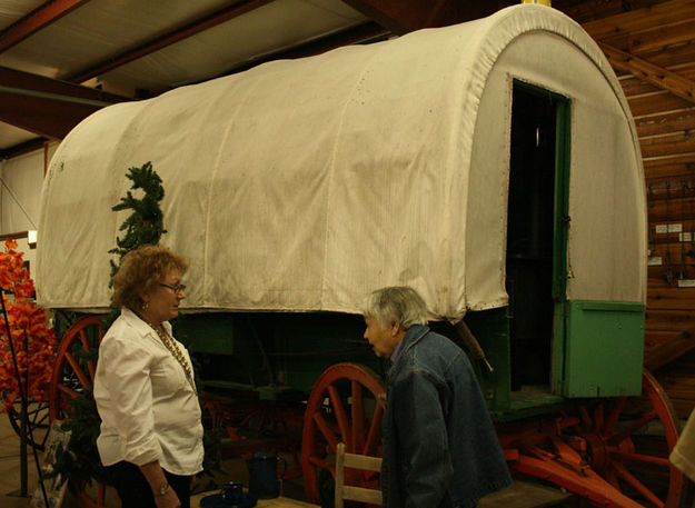 Nancy and Doris by wagon. Photo by Dawn Ballou, Pinedale Online.