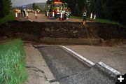 Road wash-out. Photo by Wyoming Highway Patrol.