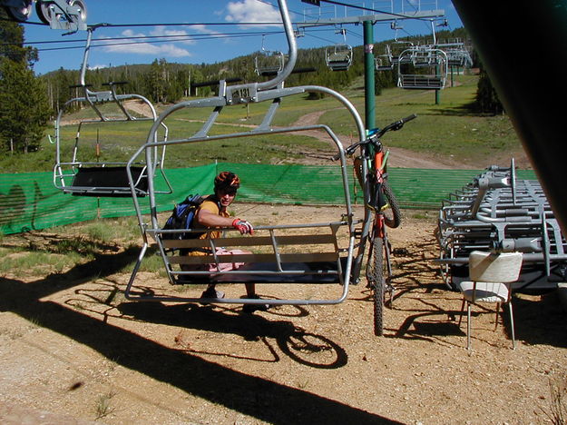 Mountain Bike Chairlift. Photo by Dawn Ballou, Pinedale Online.