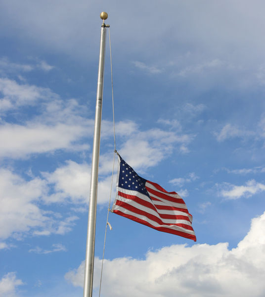Flag at half staff. Photo by Dawn Ballou, Pinedale Online.