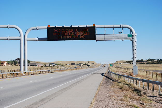 WYDOT highway warning signs. Photo by Wyoming Department of Transportation.